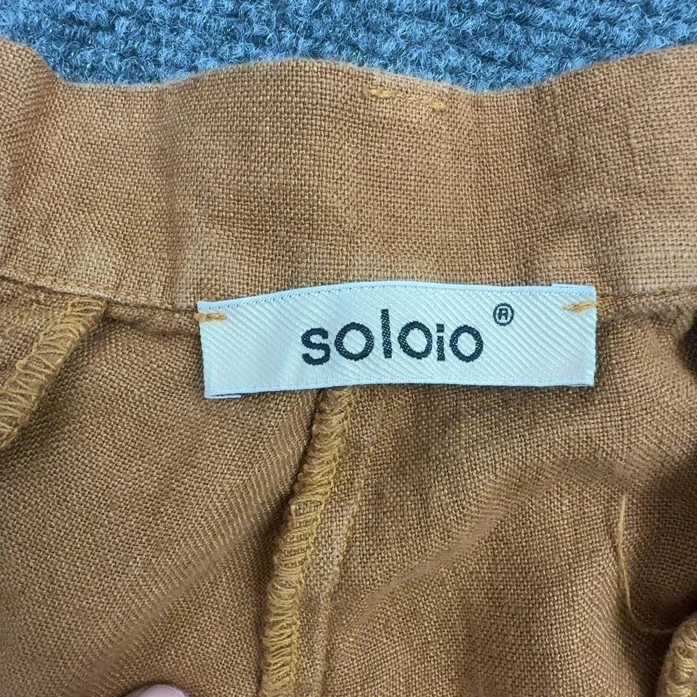Soloio Pants Mens 56IT Orange Linen Flat Front Casual Summer Beach Classic Style